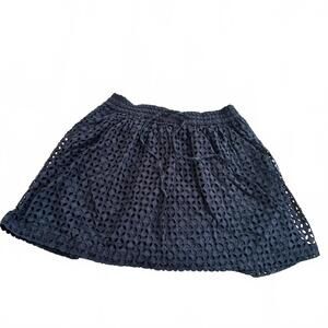 Madewell black eyelet lace goth boho witchy whimsy black mini skirt cotton sz xs